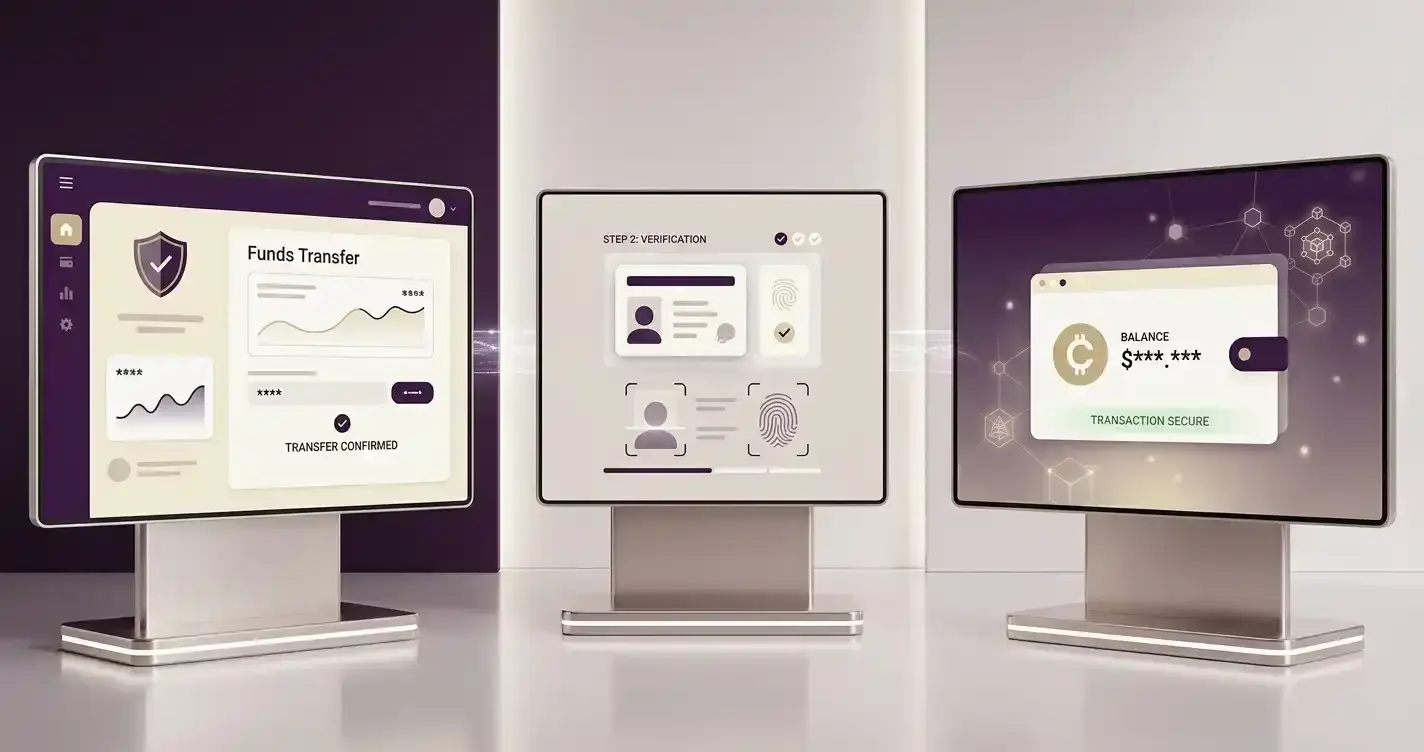 Casino balance moving through an account check toward a crypto wallet